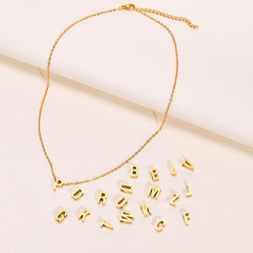 Simple Initial Letter Necklaces For Women, Minimalist Gold