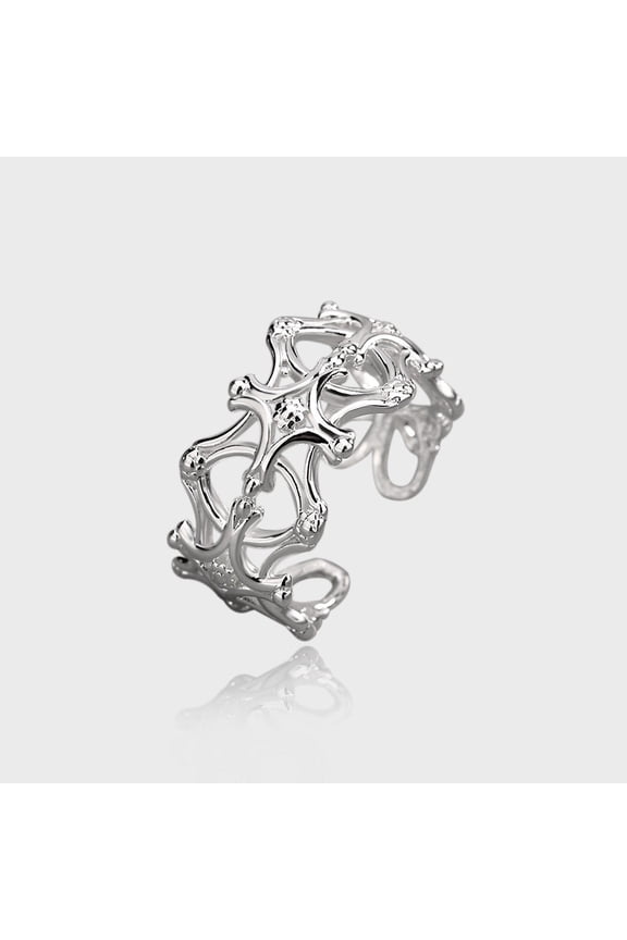 Simple Ins Roman Cross Pattern Adjustable Ring Does Not Fade