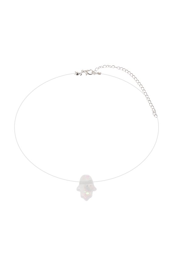 Simple Invisible Hamsa Hand Opals Pendant Necklace Nice Clavicle Chain Charm Transparent Fishing Line Choker Jewelry Ins