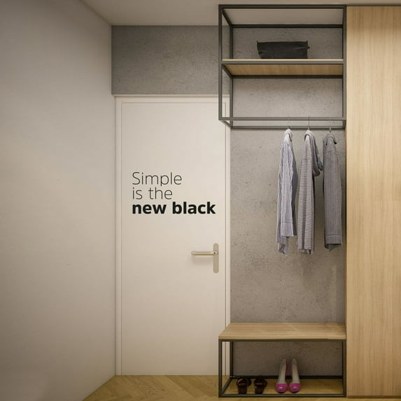 Simple Is The New Black - Closet Labels Closet Quotes Quote Fashion Outfits Style Dresser Vinyl Wall Art Decal Sticker Home Closet Dressing Room Dressing Area Wardrobe Cabinet Size (24x40 inch)