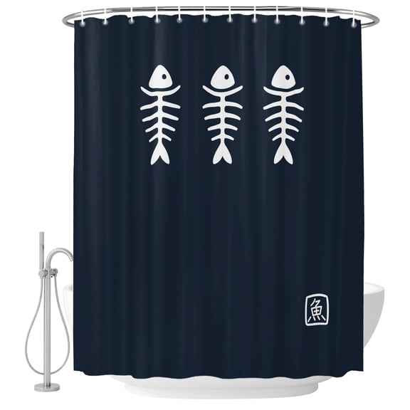 Simple Japanese Harmony Fish Shower Curtain Waterproof Fabric Shower Curtain Set with 12 Hooks, Bathroom Curtains for Farmhouse Home Hotel Holiday Decor, 72" W x 84" L
