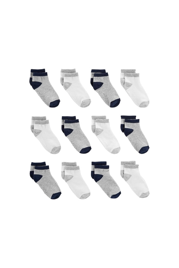Baby Boys' Toddler 12-Pack Sock, Gray, White, Size 2T/3T
