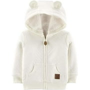 Simple Joys by Carters Baby Neutral Hooded Sweater Jacket with Sherpa Lining, Oatmeal, 6-9 Months