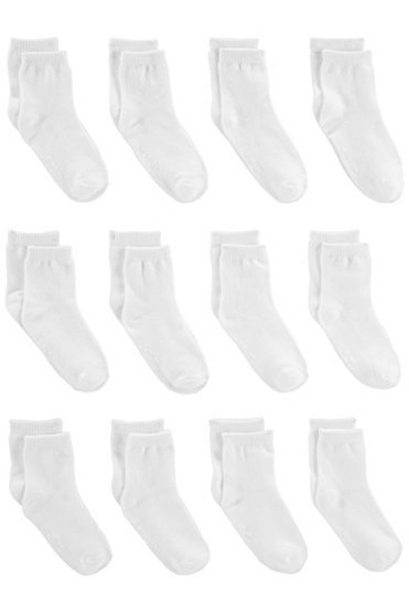 Baby Toddler 12-Pack Sock Crew, White, 2T/3T