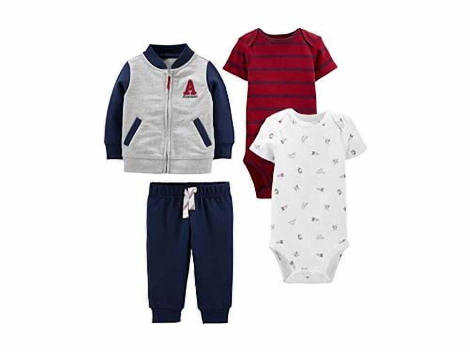 Simple Joys by Carter's Boys' 4-Piece Fleece Jacket,, Blue/Red, Size 0-3 Months