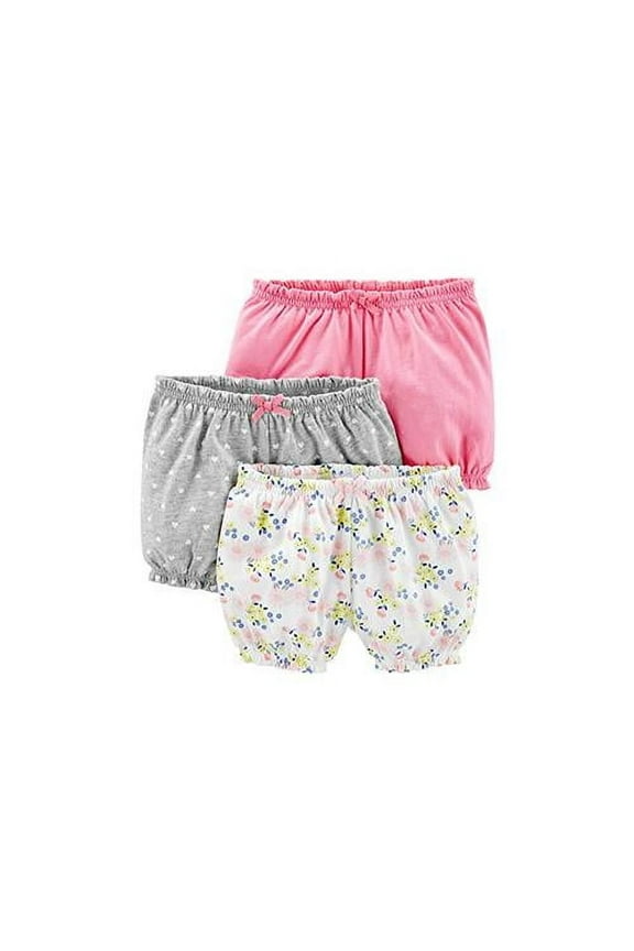 Girls' 3-Pack Bloomer Short, Pink/Grey/Floral, 18 Mon...