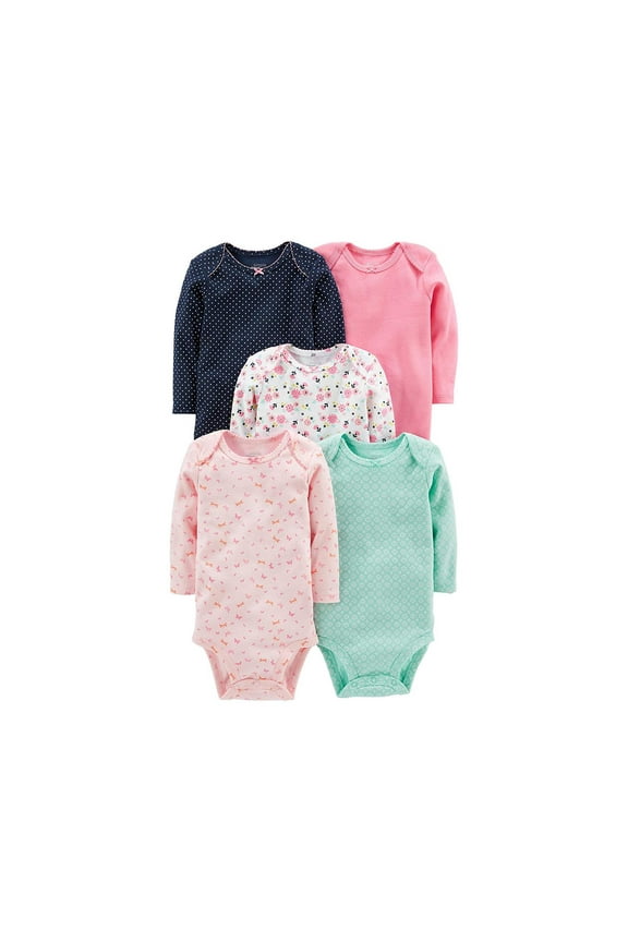 Girls' 5-Pack Long-Sleeve Bodysuit