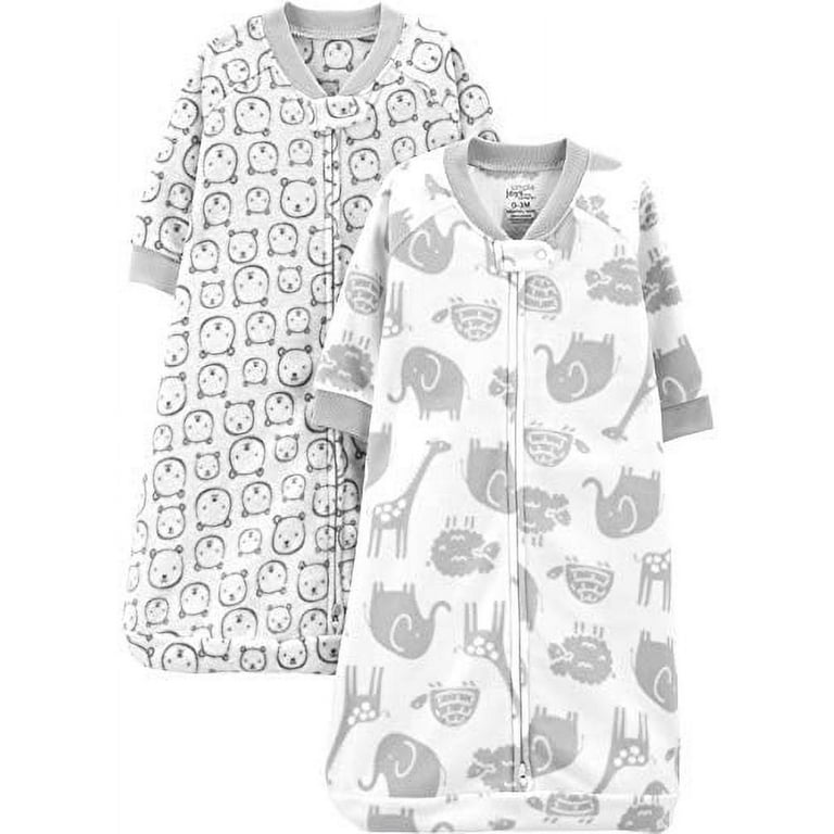 Simple Joys by Carter's Unisex Babies' Microfleece Sleepbag Wearable  Blanket, Pack of 2, Grey Heather, Animal, 0-3 Months 