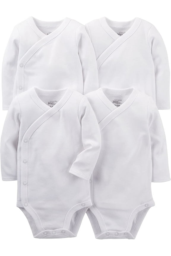 Unisex Babies' Side Snap Bodysuit, Pack of 4 0-3 Months White