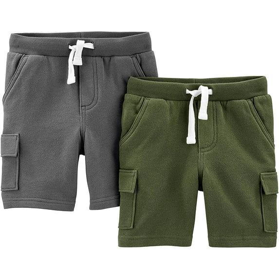 Simple Joys by Carters Toddler and Baby Boys Knit Shorts, Multipacks 2 Olive/Grey 12 Months