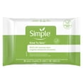 thumbnail image 1 of Simple Kind to Skin Cleansing Wipes Gentle and Effective Makeup Remover Micellar Free from color and dye, artificial perfume and harsh chemicals 25 Wipes, 1 of 3
