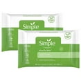 thumbnail image 1 of Simple Kind to Skin Facial Wipes Gentle and Effective Makeup Remover Cleansing Free from color and dye artificial perfume and harsh chemicals, 25 Count Pack of 2, 1 of 18
