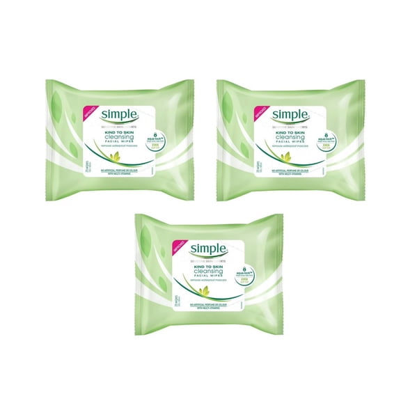Simple Kind To Skin 25 Cleansing Facial Wipes 3 pack
