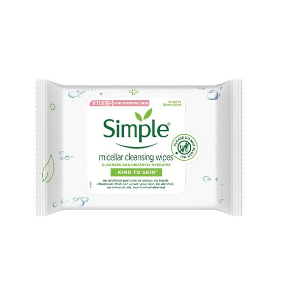 Simple Kind To Skin Micellar Cleansing Wipes, 25 ct