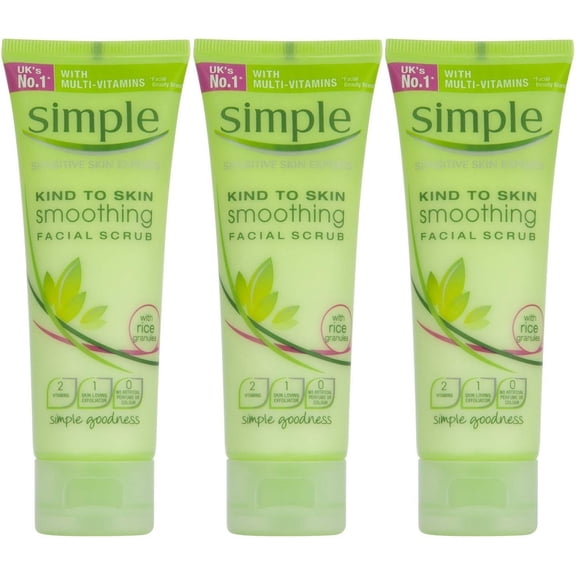 Simple Kind To Skin Smoothing Facial Scrub, 2.5 Ounce / 75 Ml (Pack Of 3)