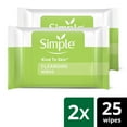 thumbnail image 1 of Simple Kind to Skin Cleansing Facial Wipes 25 ct, Twin Pack, 1 of 9