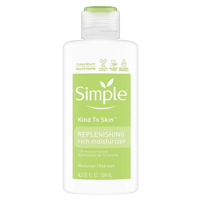 Simple Kind to Skin Face Moisturizer Replenishing Rich 12-Hour Moisturization for All Skin Types, 4.2 fl oz