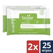 Simple Kind to Skin Facial Care Micellar Wipes 25 ct, Twin Pack