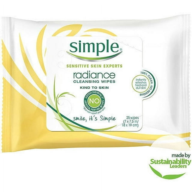 Simple Kind to Skin Facial Wipes Radiance 25 ct