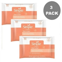 Simple Kind to Skin Instant Glow Facial Cleansing and Makeup Removal Wipes - 25ct Each, 3 PACK *EN