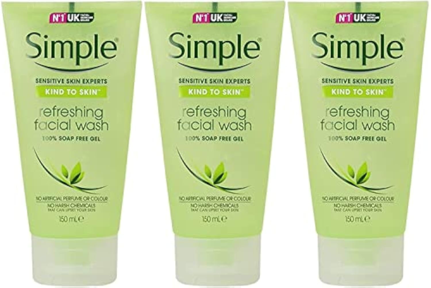 Simple Kind to Skin Refreshing Facial Gel Wash, 5.07 Ounce / 150 Ml Pack of 3
