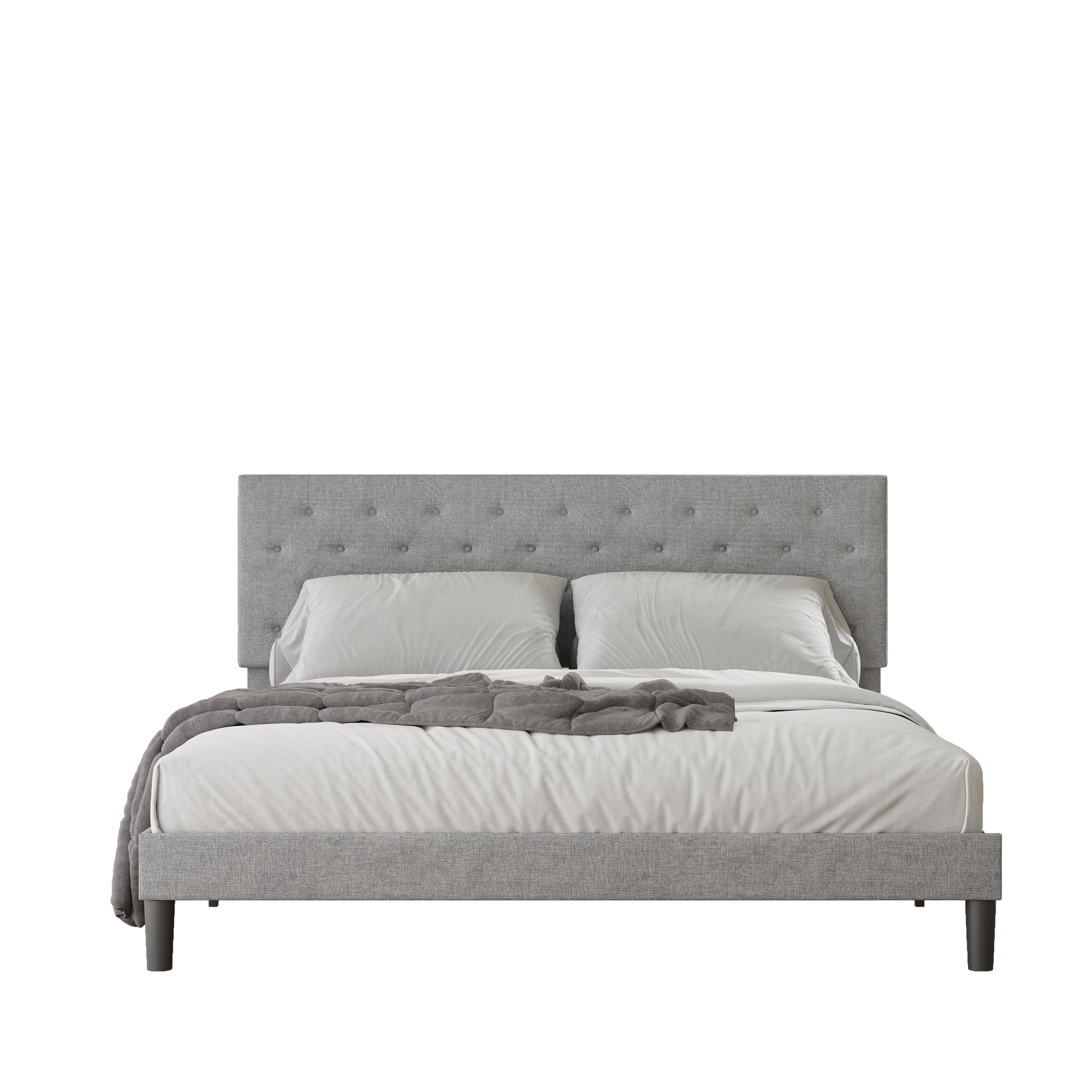 Simple King Size Grey Bed frame, Adjustable Headboard