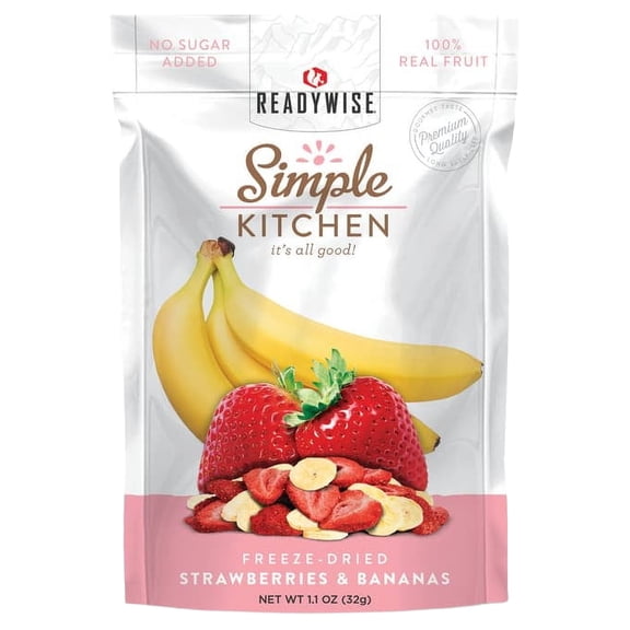 Simple Kitchen Freeze-Dried Sliced Strawberries & Bananas Real Fruit Snacks!, 1.1 oz
