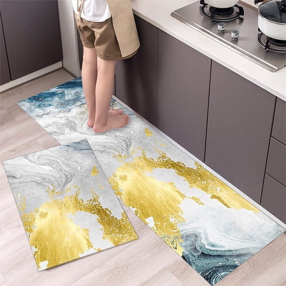 Simple Kitchen Rug Anti Fatigue Printing Light Luxury Absorbent Non-slip Water Proof Bathroom Mats Living Room Bedroom Carpet