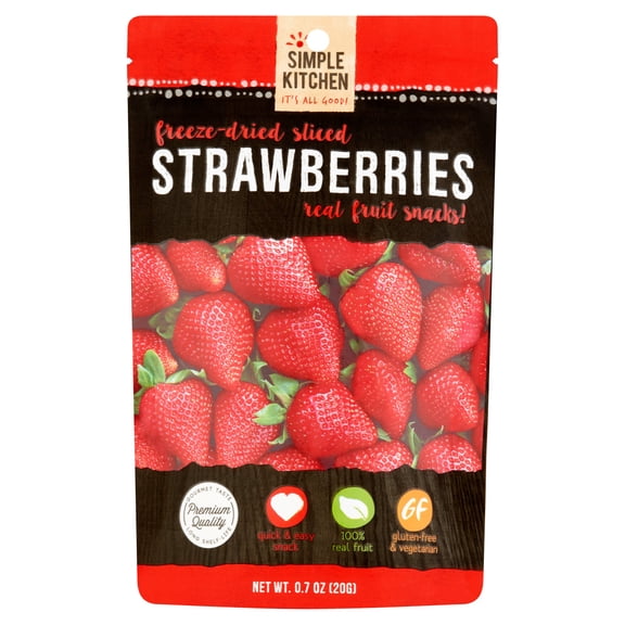Simple Kitchen Strawberries Freeze-Dried Sliced Real Fruit Snacks!, 0.7 oz, 6 pack