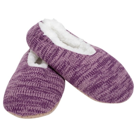 Simple Knit Womens Plush Lined Cozy Non Slip Indoor Soft Slipper - Purple Small