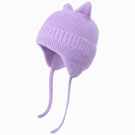 Simple Knitted Baby Beanie Winter Hat Toddler Kids Bonnet for Girls(Purple,One Size)