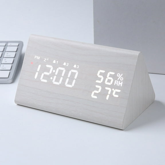 Simple LED alarm clock sound control night light silent USB charging humidity temperature detection bedside table alarm clock