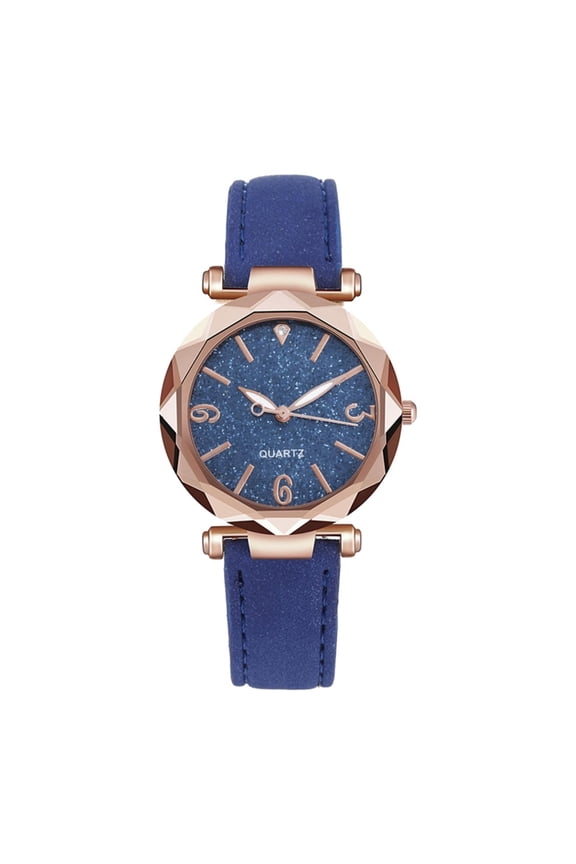 Simple Ladies Watch Women's Watch Middle School Student Belt Watch Star Dial PU Leather Strap Quartz Timepiece