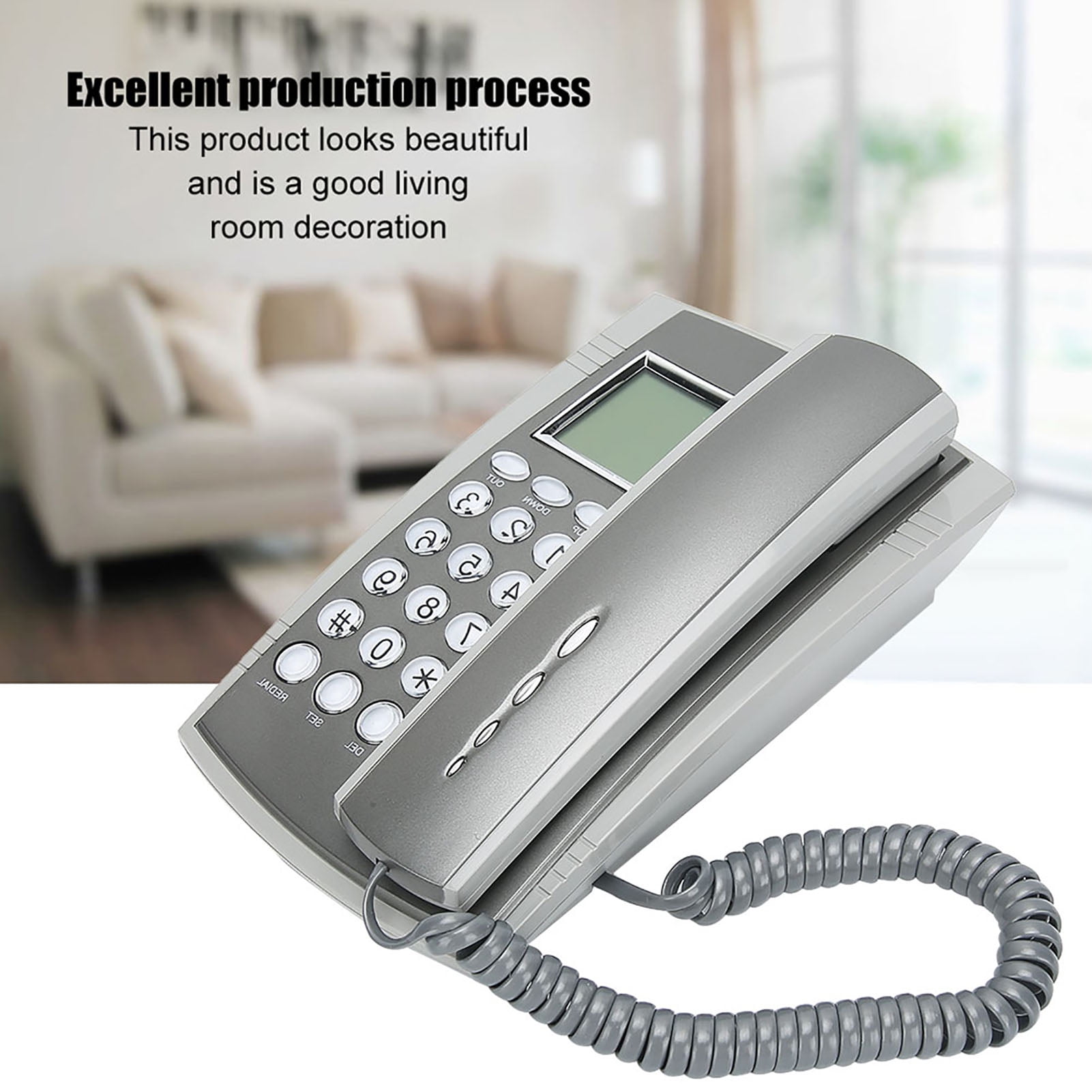Simple Landline Phones, 8.3 X 6.3 X 3.1in ABS Material Landline Phone Nice Appearance Curved