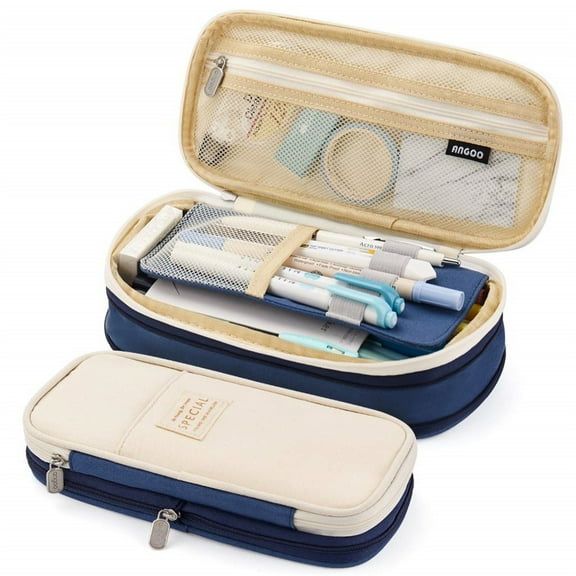 Simple, Large-Capacity Pencil Case, Influencer Stationery, Pencil Case Transformed into a Macaron Pencil Case, Dark Blue