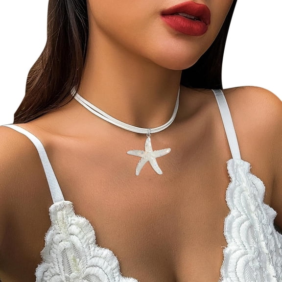 Simple Large Pendant Necklace Fashion Collar Necklace Clavicle Chain White Rope Choker Statement Jewelry