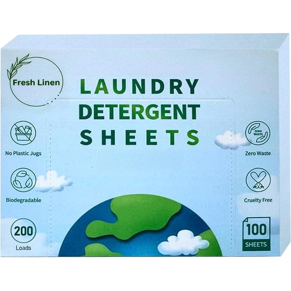Simple Laundry sheets pack of 100, Scent - Laundry Detergent Sheets, , -Based, , No Plastic Jug (200 Loads, Linen)