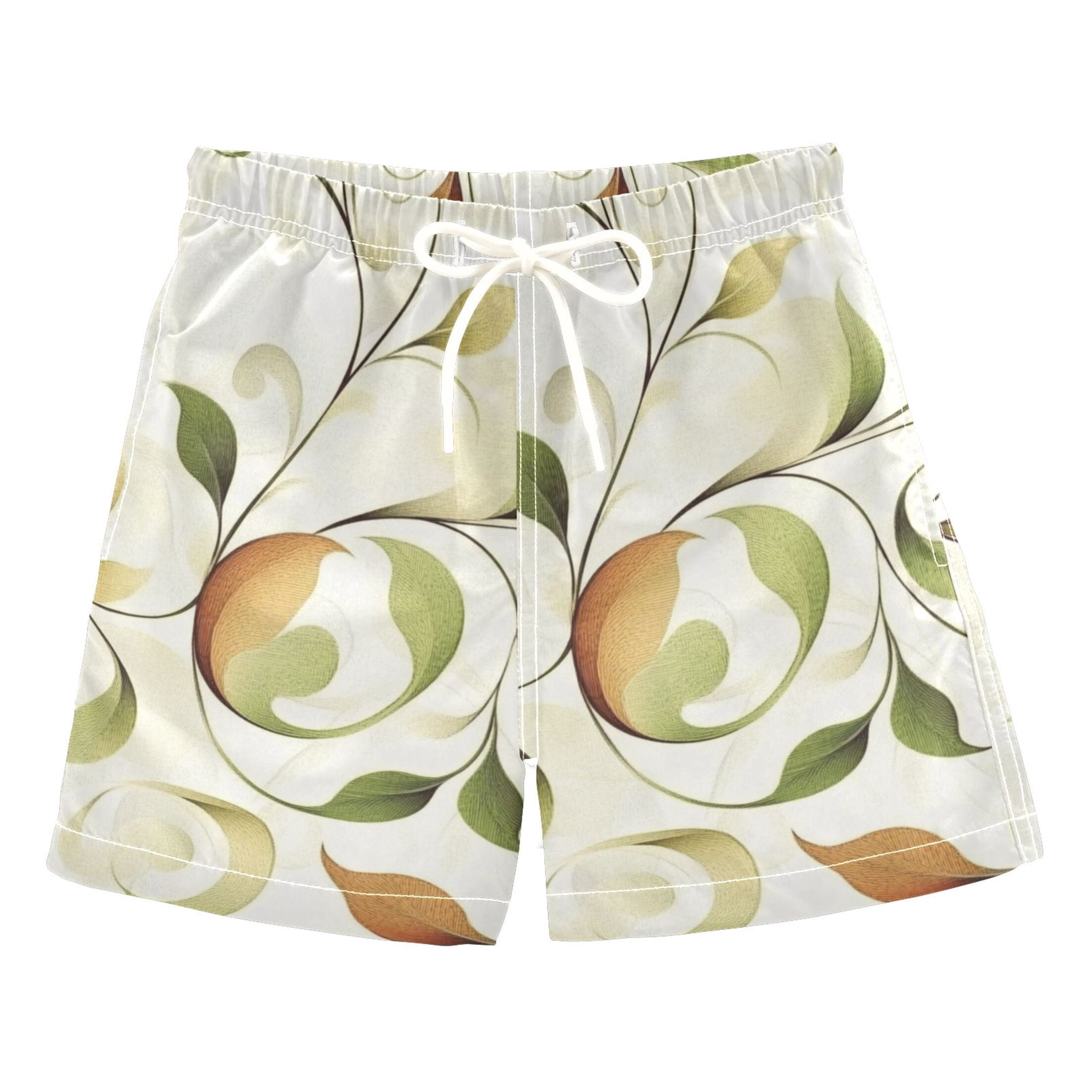 Simple Leaf Lines Boys Swim Trunks Quick Dry Boy Swim Shorts for 3-14 ...