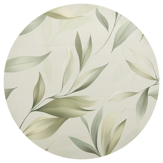 Simple Leaves Pattern 15.4in Diameter PVC Plate Mat, Heat-Resistant and Cuttable, Kitchen Decor