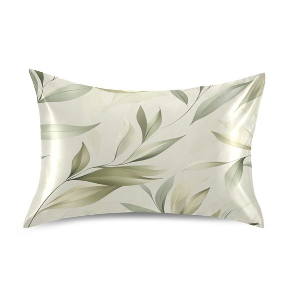 Simple Leaves Pattern Luxury Silky Soft Pillowcase Standard Size Wrinkle Resistant Envelope Closure 20x26in