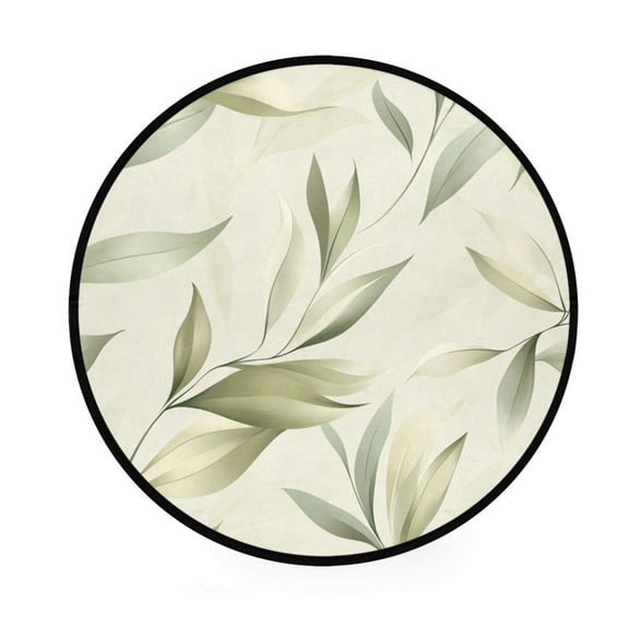 Simple Leaves Pattern Memory Foam Bath Mat 36" Absorbent Rug with Non Slip Base and 4 Bonus Pads