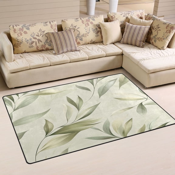 Simple Leaves Pattern Soft Polyester Area Rug 31''x20'', Non Slip, Memory Foam, Water Absorbent