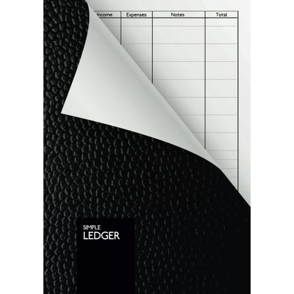 Pre-Owned Simple Ledger: Cash Book | 110 pages | DIN A5 | Simple Income Expense Book | Black Leather Look | Durable Softcover Paperback