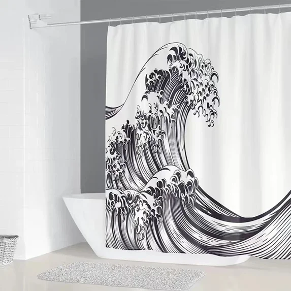 Simple Letter Black White Shower Curtains Design Bathroom Curtain Nordic Home r Bath Screen Bathroom Accessories