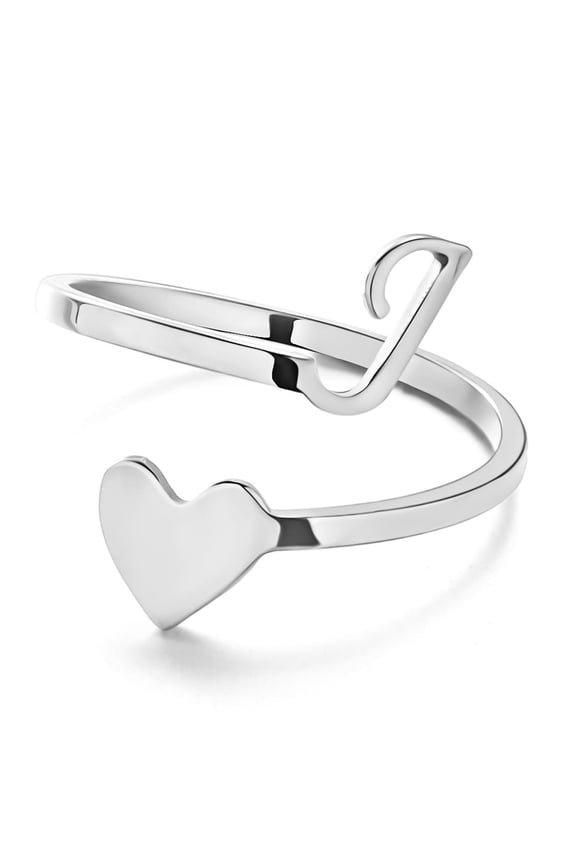 Simple Letter Three-dimensional Loving Heart With Opening Adjustable Ring