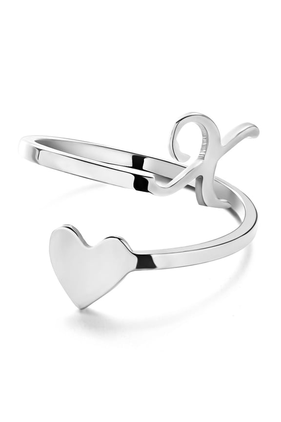 Simple Letter Three-dimensional Loving Heart With Opening Adjustable Ring