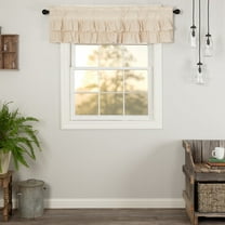 VHC Brands Simple Life Flax Natural Country Farmhouse Kitchen Window Curtain Ruffled Valance 16x60