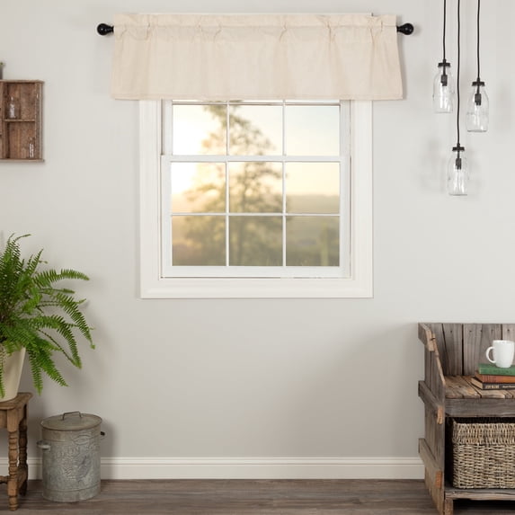 VHC Brands Simple Life Flax Natural Country Farmhouse Kitchen Window Curtain Valance 16x60