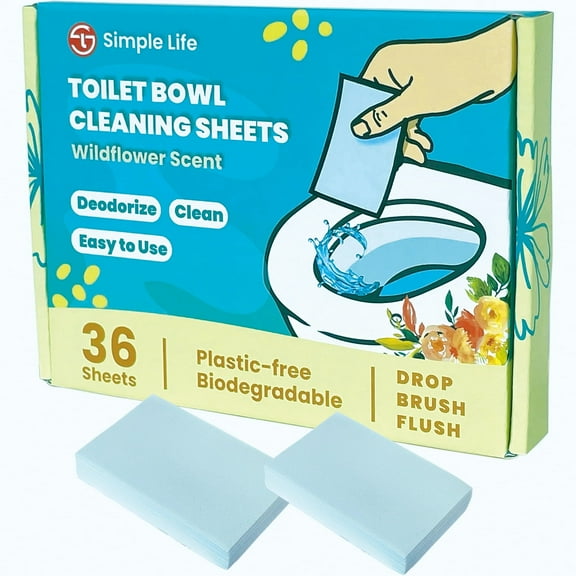 Simple Life Natural Toilet Bowl Cleaner Strips Bathroom Cleaner, 36 Count