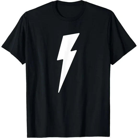 Simple Lightning Bolt In White | Thunder Bolt Graphic Cotton Tee - Made In Usa